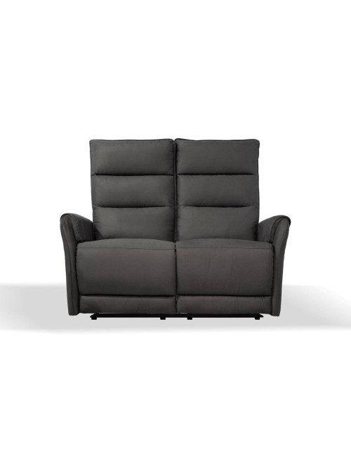 Divano 2 Posti 2 Recliner Elettrici Effetto Nabuk Thun Colore Grigio