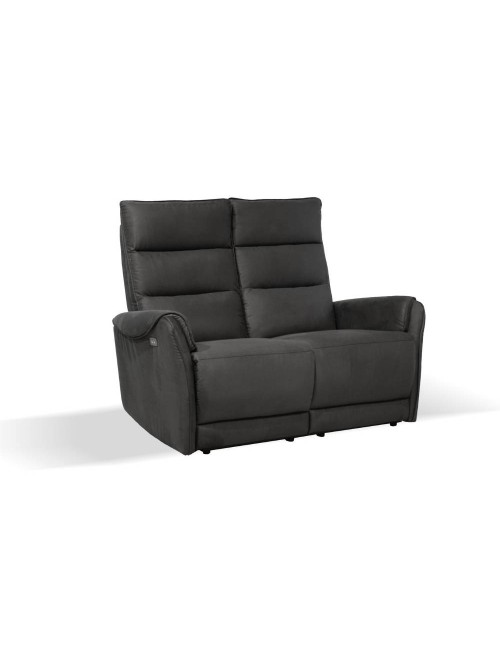 Divano 2 Posti 2 Recliner Elettrici Effetto Nabuk Thun Colore Grigio