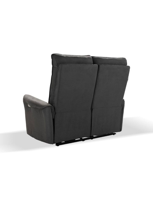 Divano 2 Posti 2 Recliner Elettrici Effetto Nabuk Thun Colore Grigio