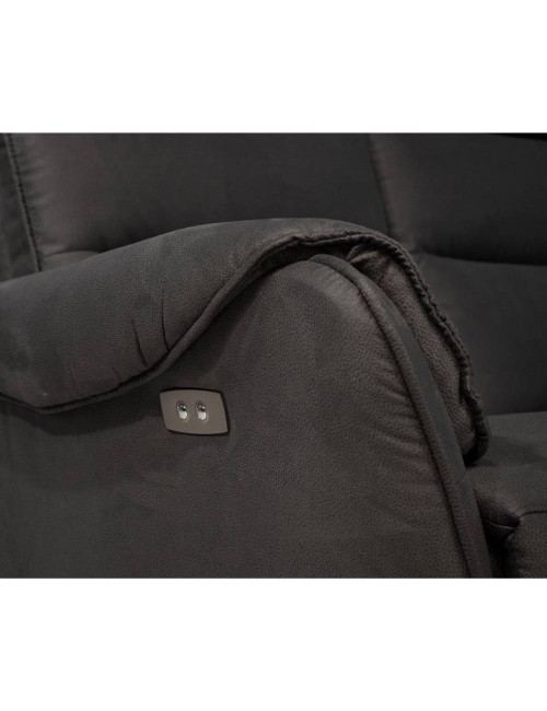 Divano 2 Posti 2 Recliner Elettrici Effetto Nabuk Thun Colore Grigio