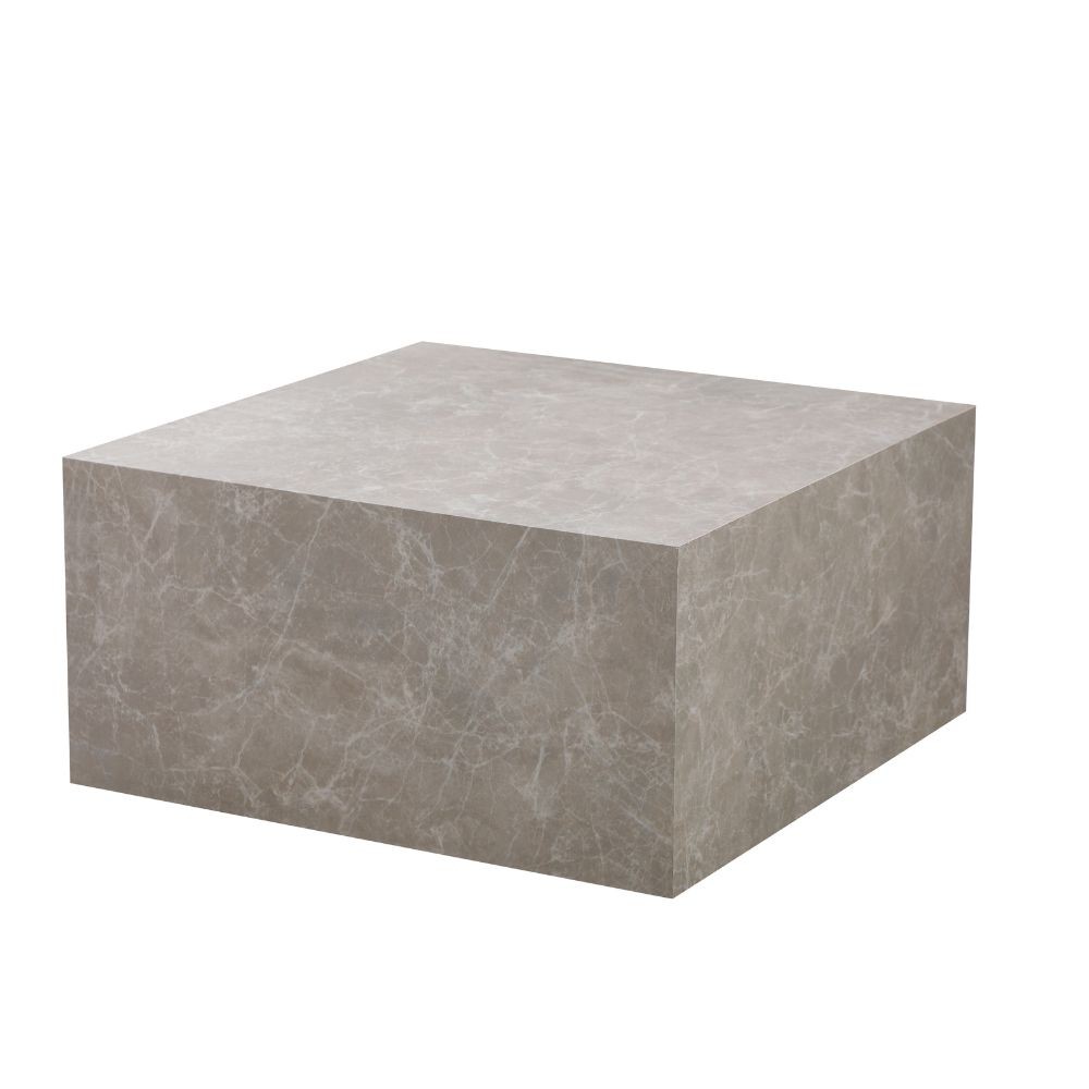Tavolino quadrato da salotto effetto marmo beige Lola 80x80x40H