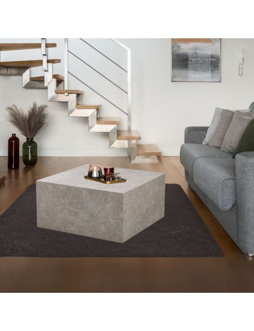 Tavolino quadrato da salotto effetto marmo beige Lola 80x80x40H