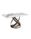 Tavolo fisso Velika con piano in ceramica marmo bianco e base in metallo intrecciata 160x90x76H