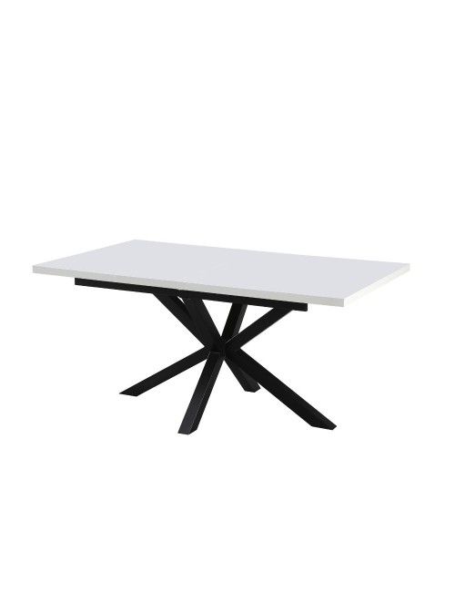Tavolo rettangolare Allungabile Rob piano bianco e gambe nere
