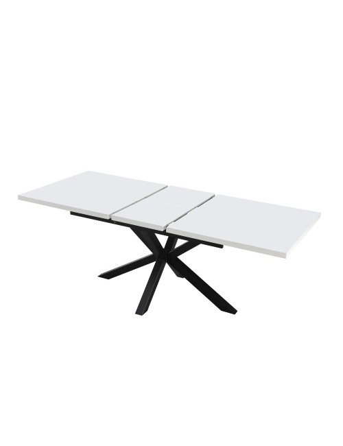 Tavolo rettangolare Allungabile Rob piano bianco e gambe nere