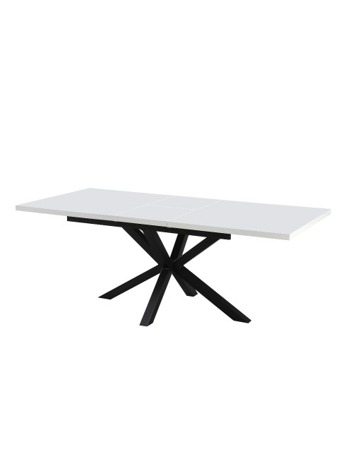Tavolo rettangolare Allungabile Rob piano bianco e gambe nere