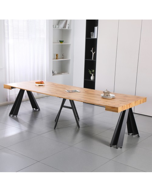 Consolle Allungabile Kresio Rovere 50–300 cm con Gambe in Metallo Nero