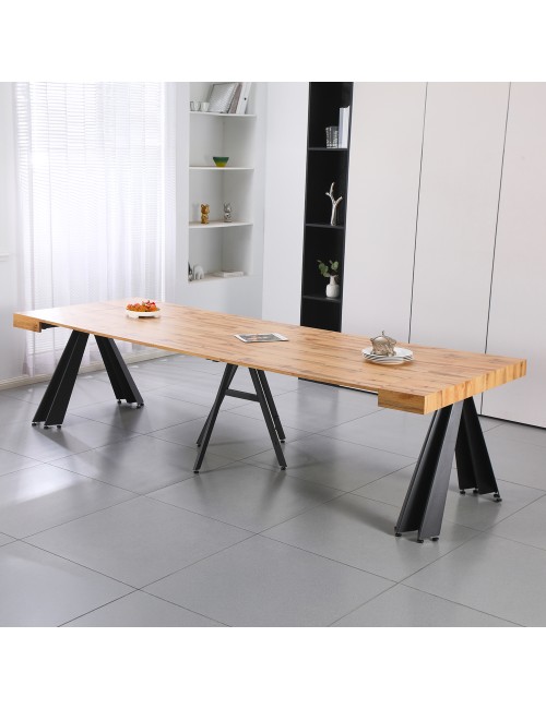 Consolle Allungabile Kresio Rovere 50–300 cm con Gambe in Metallo Nero