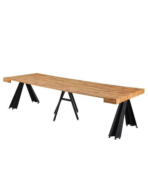 Consolle Allungabile Kresio Rovere 50–300 cm con Gambe in Metallo Nero