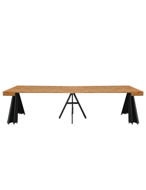 Consolle Allungabile Kresio Rovere 50–300 cm con Gambe in Metallo Nero