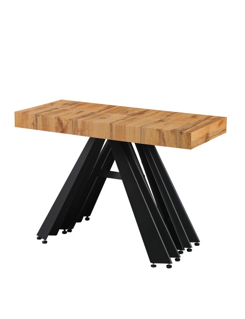 Consolle Allungabile Kresio Rovere 50–300 cm con Gambe in Metallo Nero