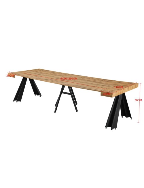 Consolle Allungabile Kresio Rovere 50–300 cm con Gambe in Metallo Nero