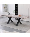 Tavolo Allungabile Cindy Gondar Effetto Marmo Grigio con Gambe Nere da 160 a 240 cm