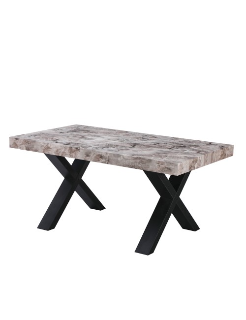 Tavolo Allungabile Cindy Gondar Effetto Marmo Grigio con Gambe Nere da 160 a 240 cm