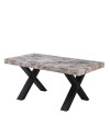 Tavolo Allungabile Cindy Gondar Effetto Marmo Grigio con Gambe Nere da 160 a 240 cm