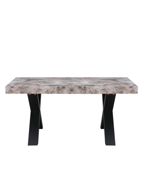 Tavolo Allungabile Cindy Gondar Effetto Marmo Grigio con Gambe Nere da 160 a 240 cm