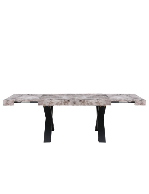 Tavolo Allungabile Cindy Gondar Effetto Marmo Grigio con Gambe Nere da 160 a 240 cm
