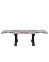 Tavolo Allungabile Cindy Gondar Effetto Marmo Grigio con Gambe Nere da 160 a 240 cm