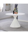 Tavolo Rotondo Taini Ø120 cm in Ceramica Effetto Marmo Bianco con Base Conica in Metallo