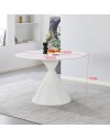 Tavolo Rotondo Taini Ø120 cm in Ceramica Effetto Marmo Bianco con Base Conica in Metallo