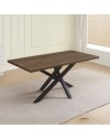 Tavolo fisso Ronan con piano in rovere anticato e gambe in metallo nero 180x90x76H