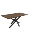 Tavolo fisso Ronan con piano in rovere anticato e gambe in metallo nero 180x90x76H