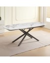 Tavolo girevole allungabile Astrid piano ceramica effetto marmo bianco 140x90x76H