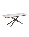 Tavolo girevole allungabile Astrid piano ceramica effetto marmo bianco 140x90x76H