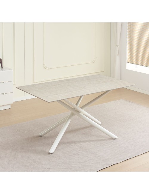 Tavolo fisso Sand con piano in ceramica e struttura in metallo