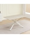 Tavolo fisso 160x90x76H Sand con piano in ceramica beige e struttura in metallo bianco