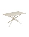 Tavolo fisso 160x90x76H Sand con piano in ceramica beige e struttura in metallo bianco