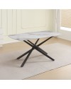 Tavolo Linus con piano in ceramica effetto marmo grigio e gambe in metallo nero 160x90x76H