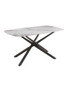 Tavolo Linus con piano in ceramica effetto marmo grigio e gambe in metallo nero 160x90x76H