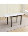 Tavolo allungabile Kyoto con piano in ceramica marmo bianco e struttura in metallo nero 100x70x75H