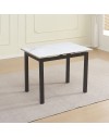 Tavolo allungabile Kyoto con piano in ceramica marmo bianco e struttura in metallo nero 100x70x75H