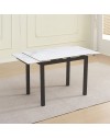 Tavolo allungabile Kyoto con piano in ceramica marmo bianco e struttura in metallo nero 100x70x75H