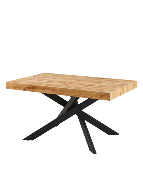 Tavolo rettangolare Allungabile Belinda piano rovere e base nera