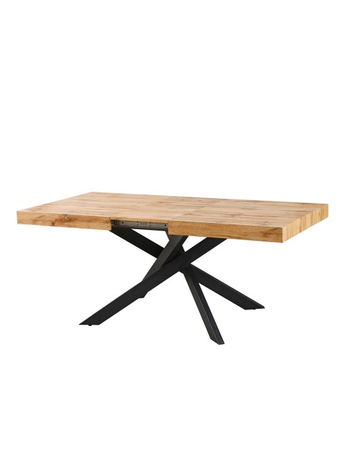 Tavolo rettangolare Allungabile Belinda piano rovere e base nera