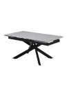 Tavolo allungabile Trivia con piano in ceramica larice beige e gambe in metallo nero 160x90x75.5H