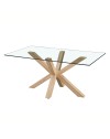 Tavolo Beia in vetro temperato con gambe in legno 160x90x77H