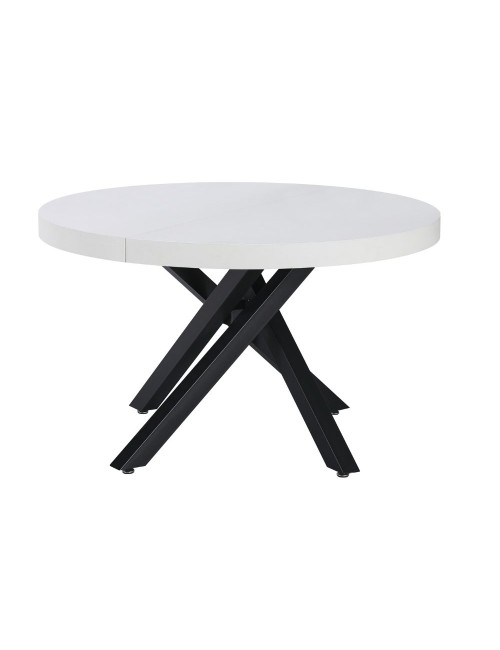 Tavolo rotondo Allungabile Raven piano bianco opaco e gambe metallo