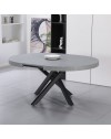 Tavolo rotondo allungabile Raven con piano cemento e gambe shangai nero 120x120x75H