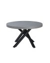 Tavolo rotondo allungabile Raven con piano cemento e gambe shangai nero 120x120x75H