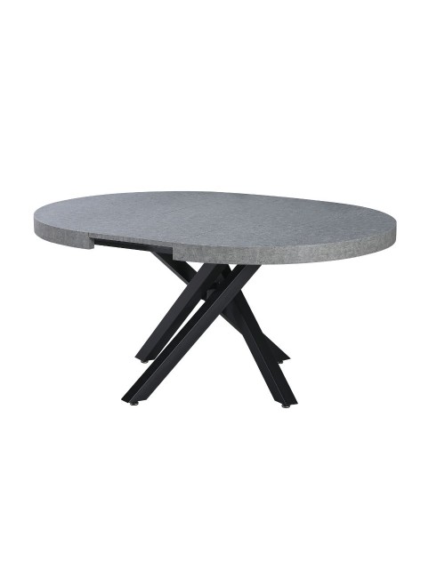 Tavolo rotondo Allungabile Raven piano cemento e gambe metallo