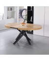 Tavolo rotondo allungabile Raven con piano rovere e gambe shangai nero 120x120x75H