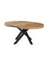 Tavolo rotondo allungabile Raven con piano rovere e gambe shangai nero 120x120x75H