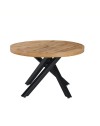 Tavolo rotondo allungabile Raven con piano rovere e gambe shangai nero 120x120x75H