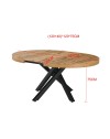 Tavolo rotondo allungabile Raven con piano rovere e gambe shangai nero 120x120x75H