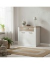 Madia Flux 2 ante e 1 cassetto 101 cm pino bianco con top rovere antico