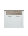 Madia Flux 2 ante e 1 cassetto 101 cm pino bianco con top rovere antico